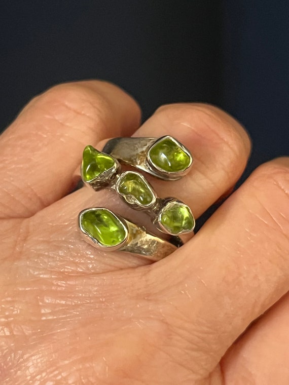 Unique Sterling Silver Peridot Ring Marked Lilly … - image 9