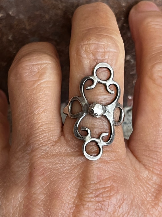 Ornate Sterling Silver Long Ring - image 9