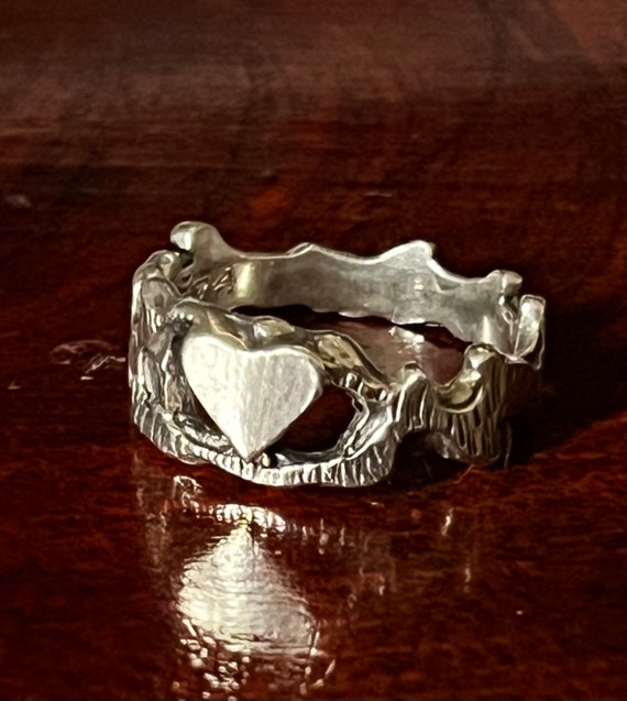 Vintage Sterling Silver Heart Ring - image 5