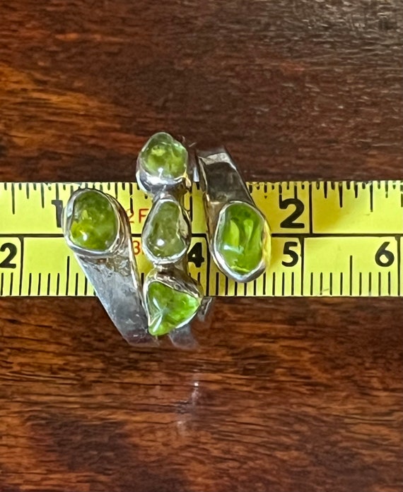 Unique Sterling Silver Peridot Ring Marked Lilly … - image 7