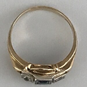 Vintage Art Deco Style 14K Gold Ring With Sapphire Blue and - Etsy