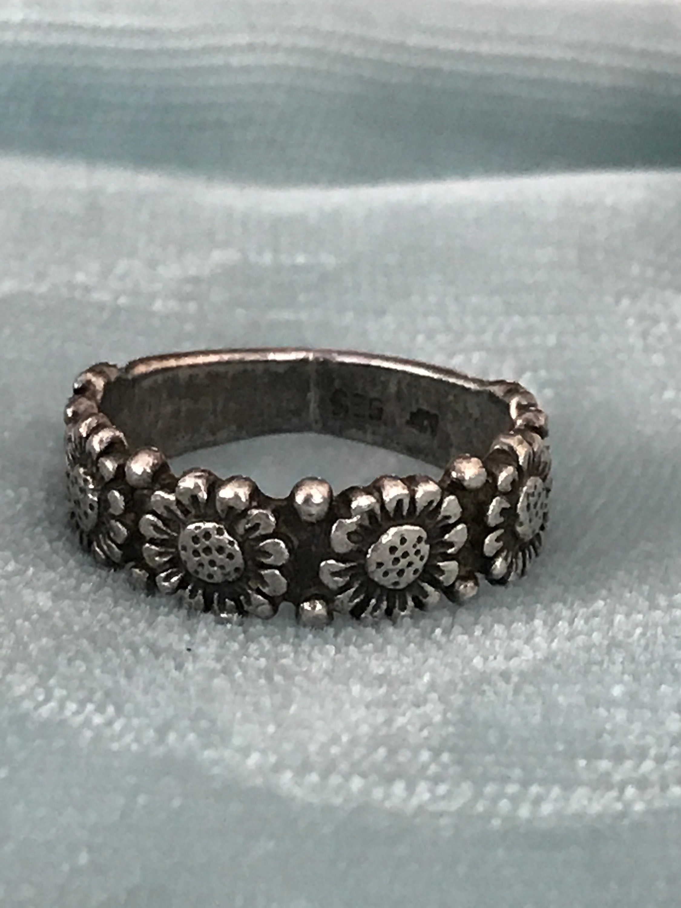 Vintage Sterling Silver Floral Ring Marked 925 AF - Etsy