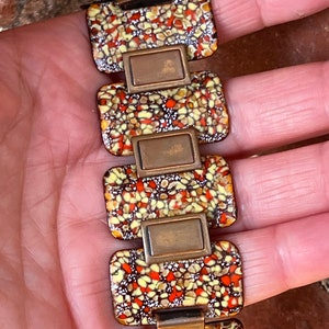 Vintage Matisse Multi Color Kupfer und Emaille Link Armband