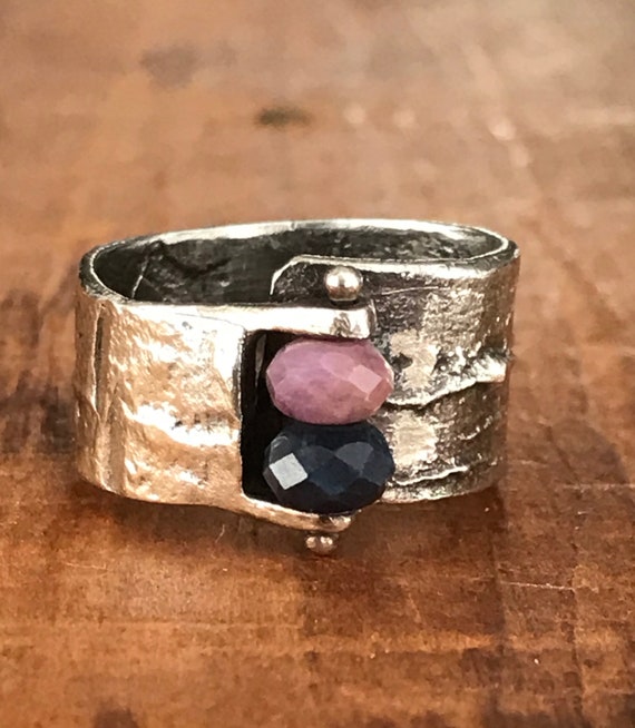 Artisan Made Unique Sterling Silver Ring with Roug