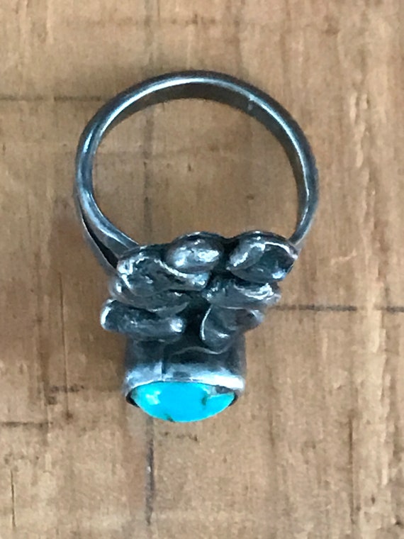 Vintage Sterling Silver Turquoise Ring - image 8