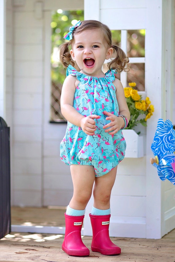 baby girl flamingo romper