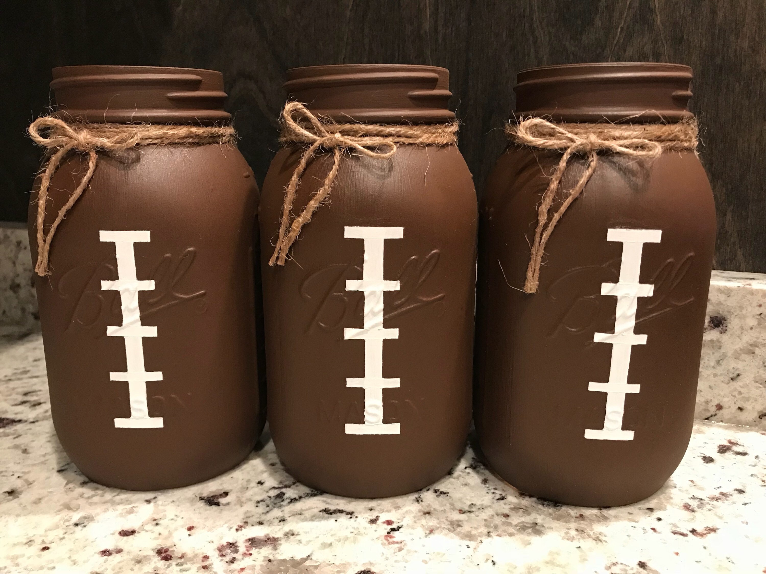 football mason jars / football jars / football birthday / Etsy
