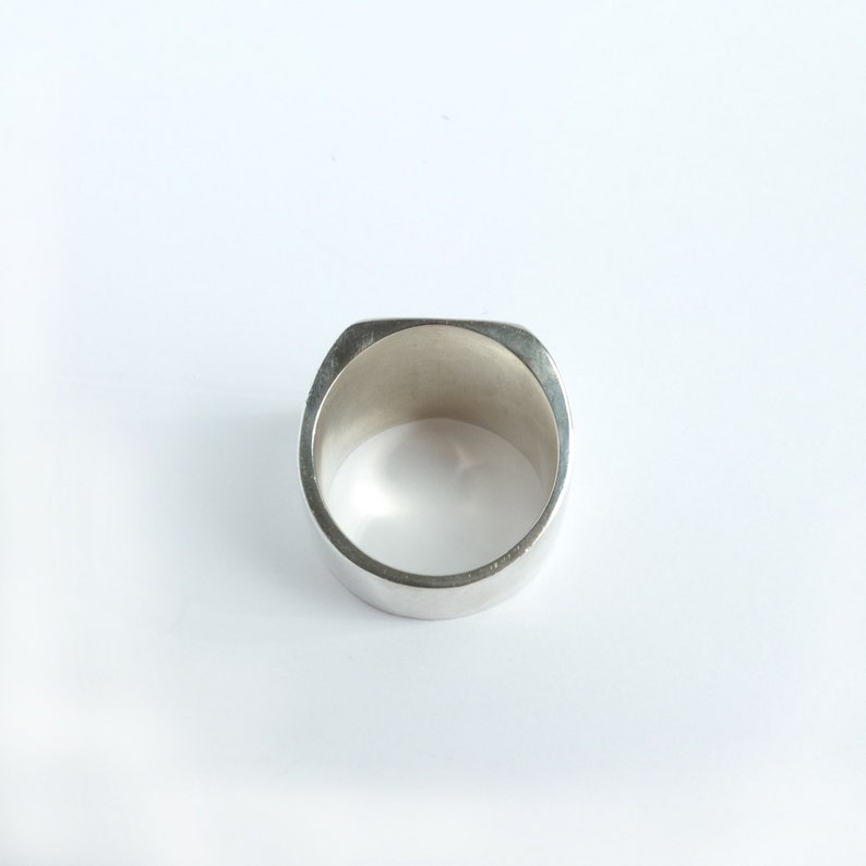 Big Silver Ring Rectangle Ring Large Unisex Etsy