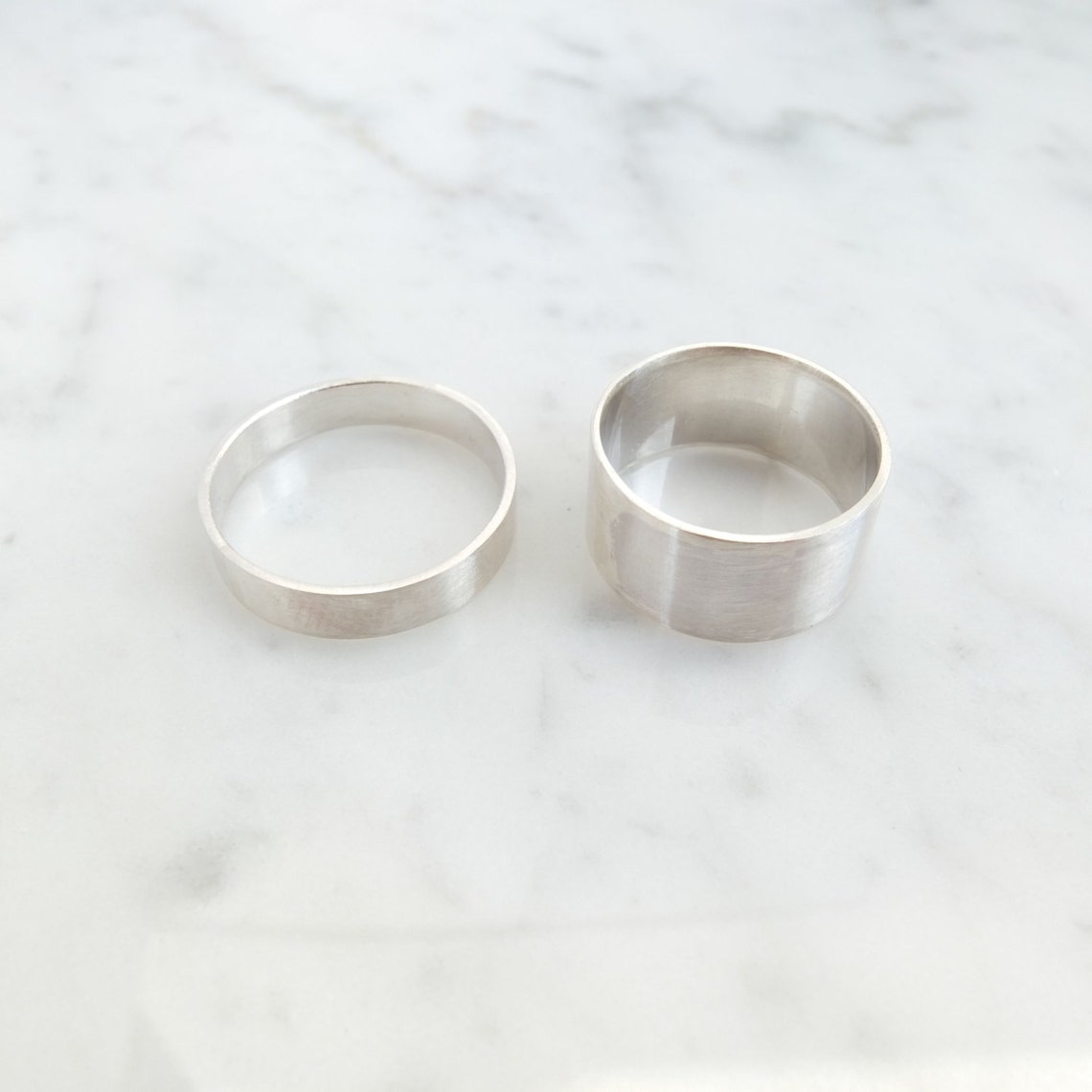 Set of Two Simple Silver Wedding Rings Basic Silver Rings Etsy