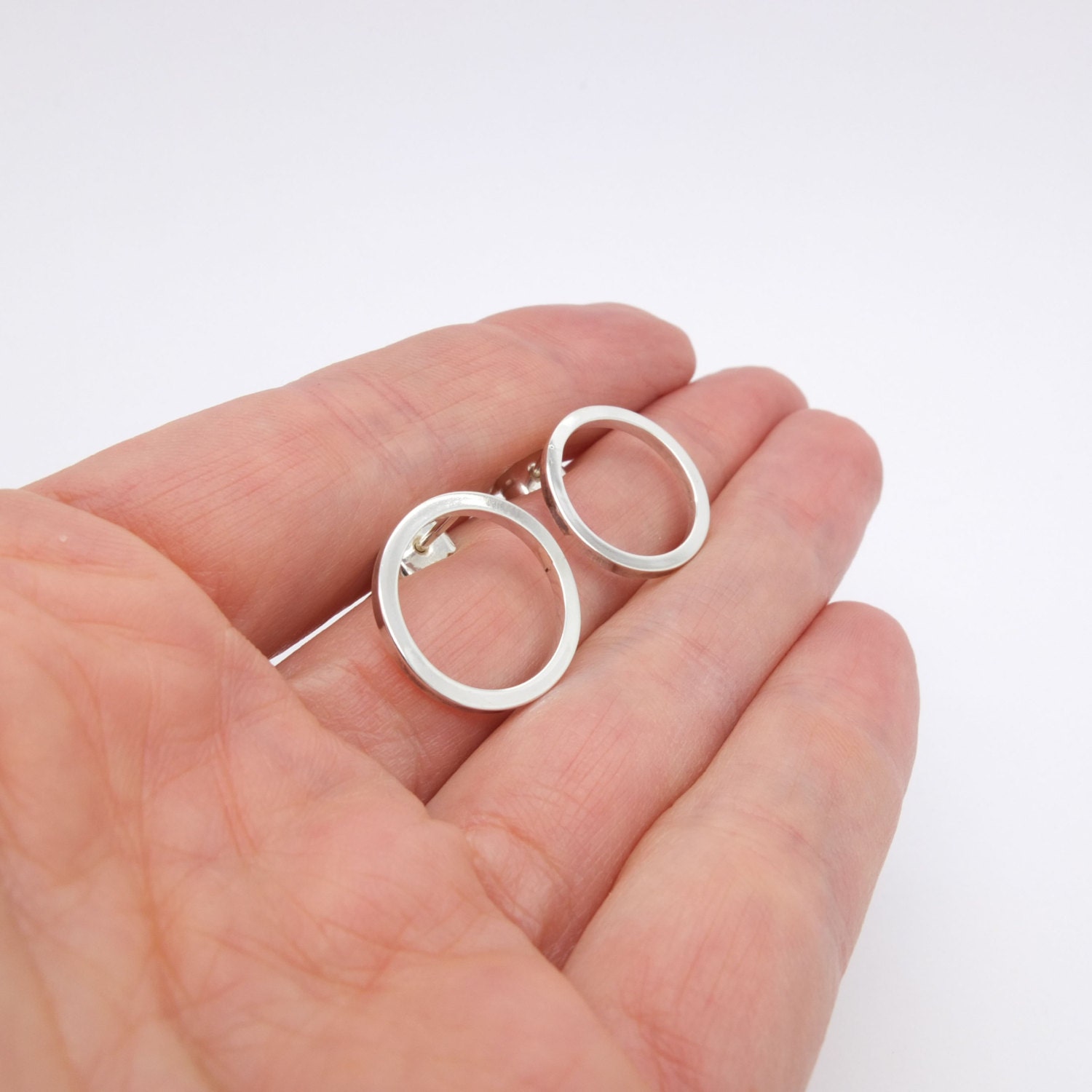 Open Circle Earrings Everyday Stud Earring Silver Round Etsy UK