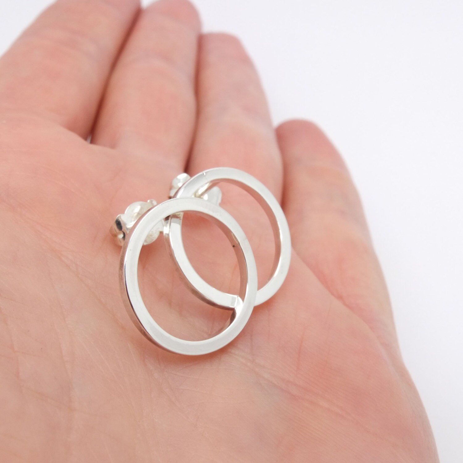 Open Circle Earrings Everyday Stud Earring Silver Round Etsy UK