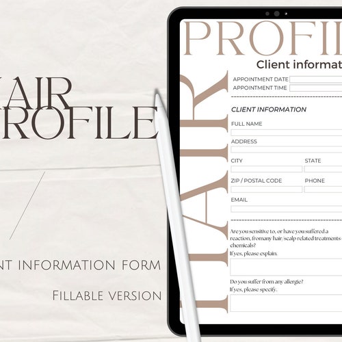 Hair Profile Client Information Form/ Hair Client Record/ Etsy