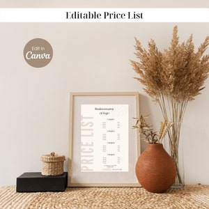 Price list - editable template - beauty/ spa/ lash/ PMU/ hair/ nails - digital download