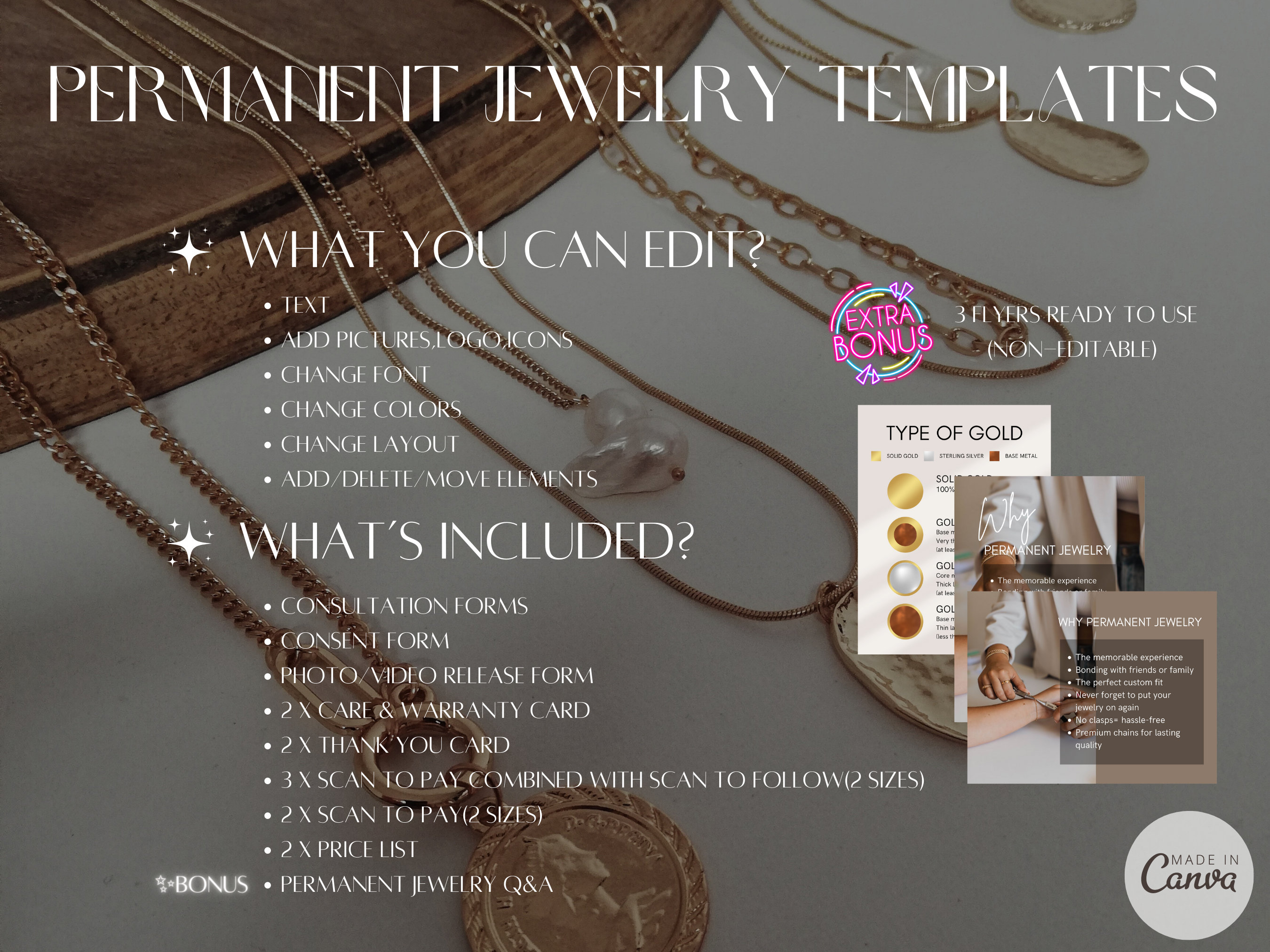 Permenant Jewelry Ultimate Template Kit / Client Form / Scan to Pay