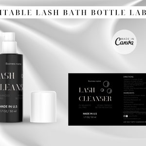 Peut inclure: Bouteille noire de nettoyant pour cils avec pompe et bouchon blancs. L'étiquette indique "Lash Cleanser" et "Made in U.S. 50 ml". L'étiquette comprend également les mots "Balanced Free" et "Vegan Friendly Better Retention".