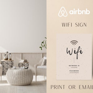 Szablon znaku WiFi Airbnb | Znak WiFi Airbnb | znak z instrukcjami wymeldowania wynajmu | Zasady domu | Szablon znaku WiFi | Szablon Canva