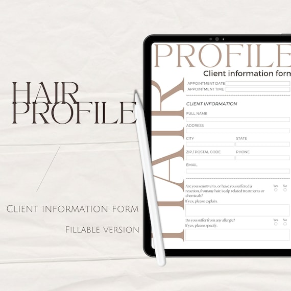 Hair Profile Client Information Form/ Hair Client Record/ Etsy