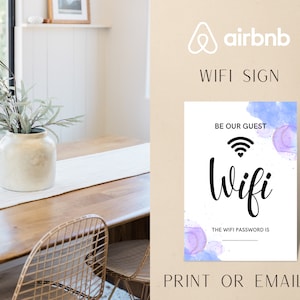 Szablon znaku WiFi Airbnb | Znak WiFi Airbnb | znak z instrukcjami wymeldowania wynajmu | Zasady domu | Szablon znaku WiFi | Szablon Canva