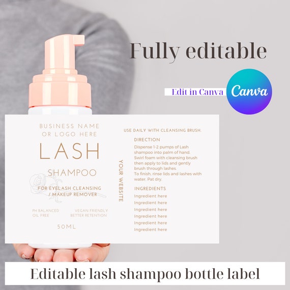 Lash Shampoo/ Lash Cleanser Bottle Label/sticker Template Etsy