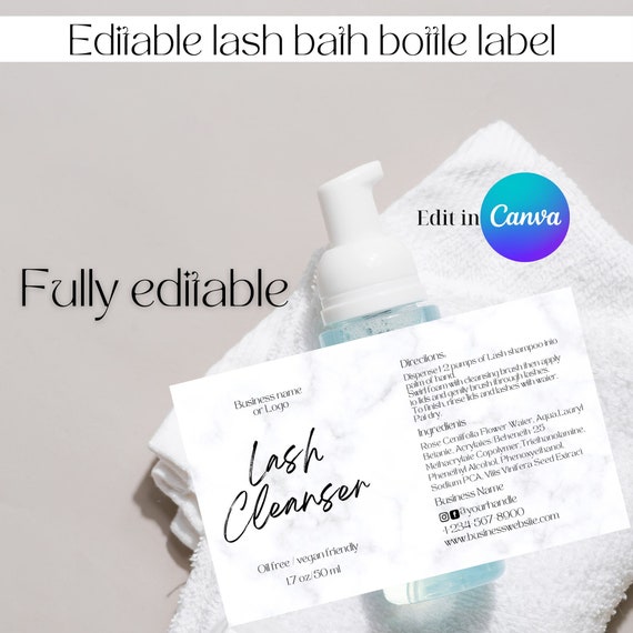 Lash Shampoo/ Lash Cleanser/ Lash Bath Bottle Label/sticker Etsy