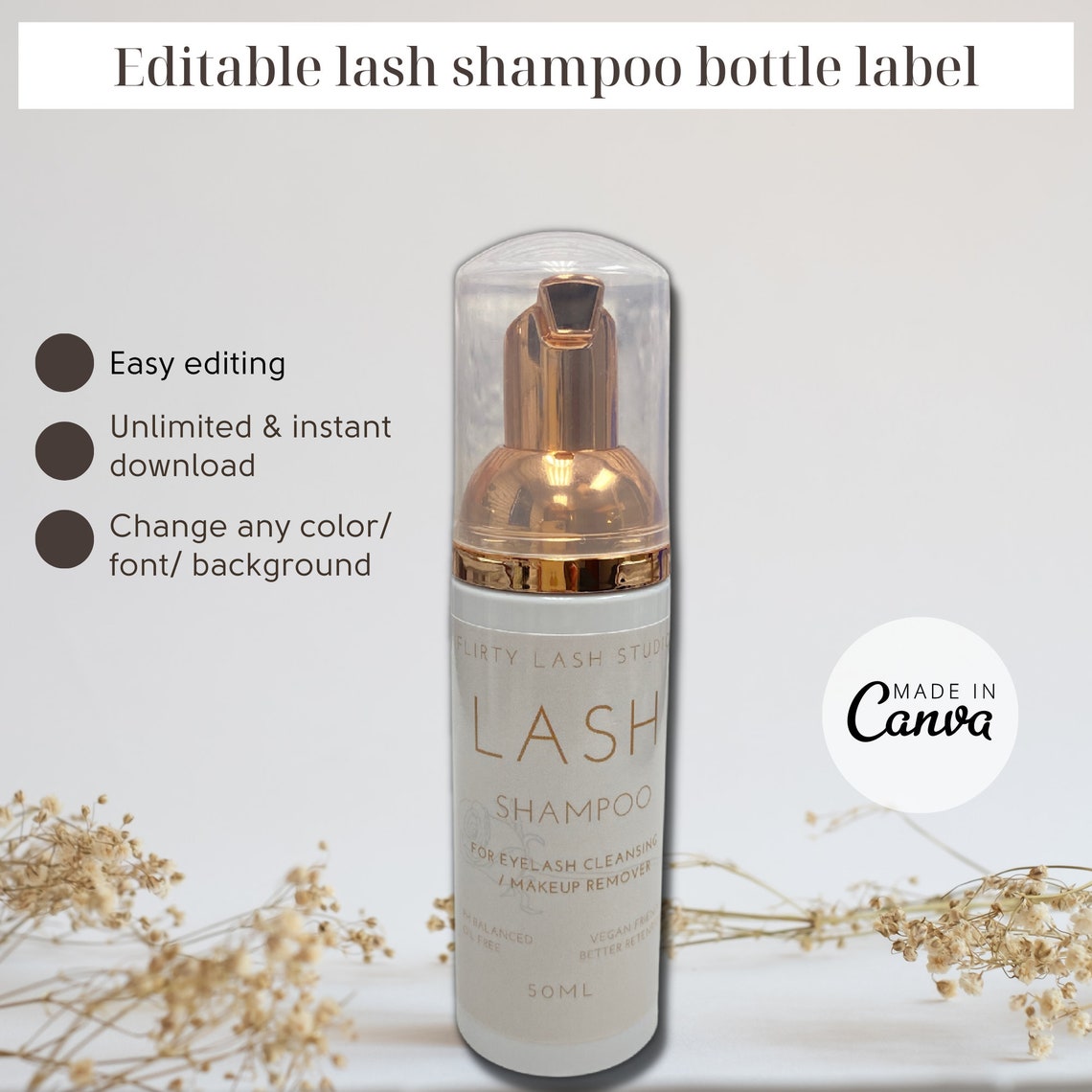 Lash Shampoo/ Lash Cleanser Bottle Label/sticker Template Etsy Australia