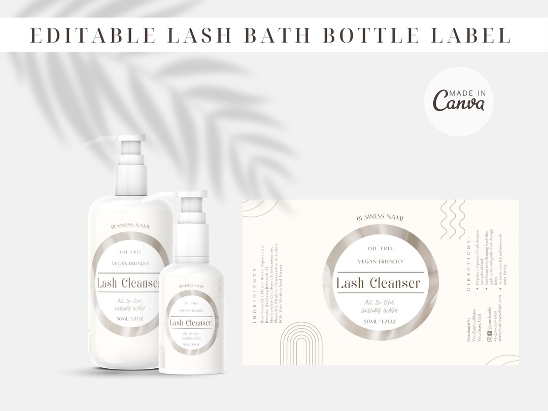 Lash Shampoo/ Lash Cleanser Bottle Label/sticker Template Etsy