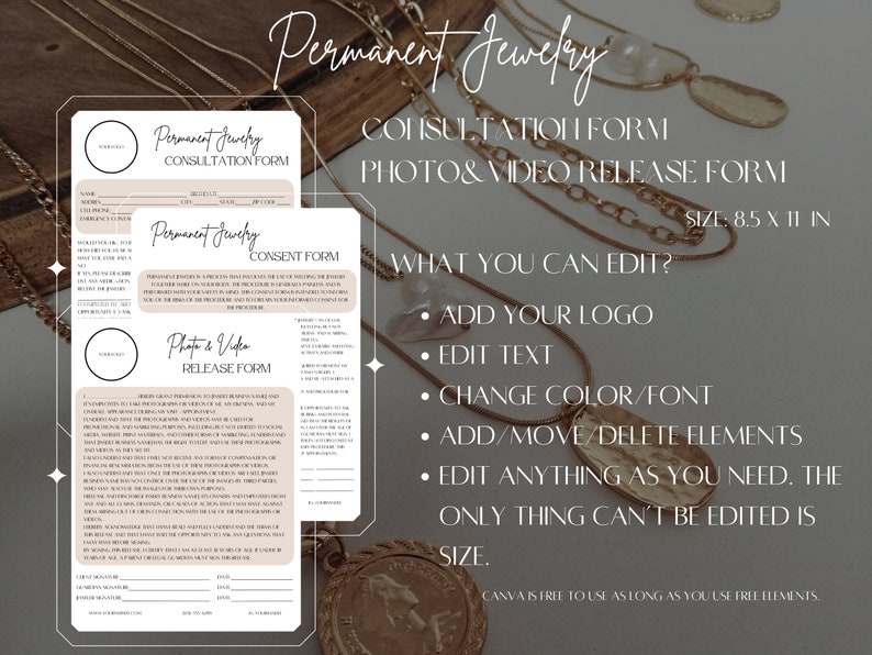 Permenant Jewelry Ultimate Template Kit / Client Form / Scan to Pay