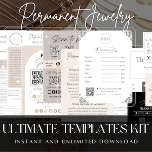 Permenant Jewelry Ultimate Template Kit / Client form / Scan to pay / Price list / Pop up / Permanent bracelet anklet/ Business starter kit