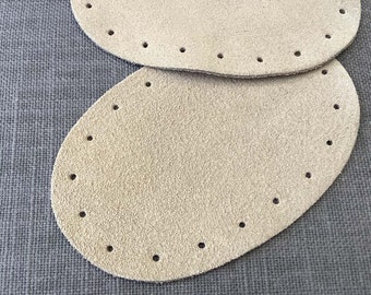 Suede Patches in natural leather. Grip pads for slippers, anti-slip slipper socks, elbow patches 3 sizes, 2 colours