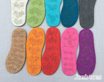 UK sizes Thick Felt Soles for Slippers and Slipper Socks with latex for a bit of grip English sizing