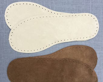 Suede Slipper Soles: US Women's Sizes, Natural or Brown Leather made in England
