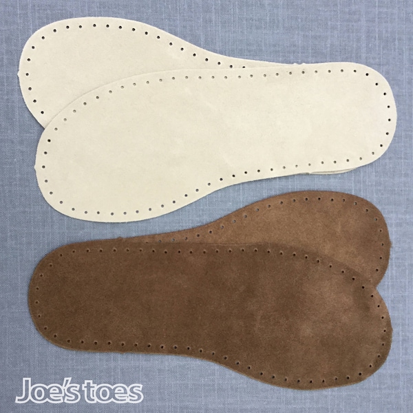 U.S. Ladies' Suede Soles for Slippers and Socks - in Natural or Brown suede leather - Many types of soles in Joe's Toes Etsy Store