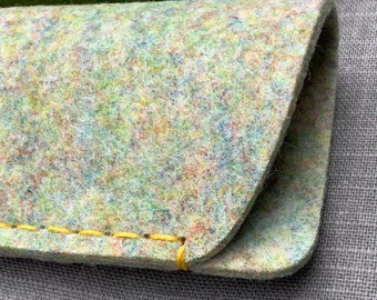 Glasses Case hand-sewn in Yorkshire - hand sewn in opal grey vegan friendly non-wool 100% recycled felt