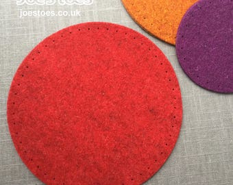 Wool Felt 18cm  7" or 9" round shape, thick felt cut in circle with stitch holes, basket base, mat centre and many other uses!