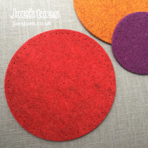 Wool Felt 18cm  7" or 9" round shape, thick felt cut in circle with stitch holes, basket base, mat centre and many other uses!