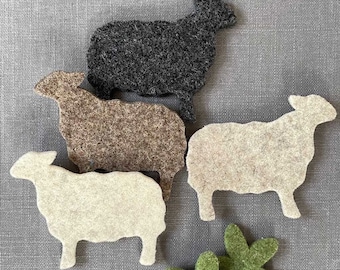 Felt Sheep - little flock of 4 - ideal base for needlefelting or embroidery