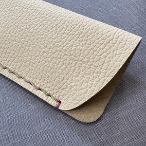 Cream leather Glasses Case in genuine leather - ideal flexible case for your spectacles - hand sewn in England