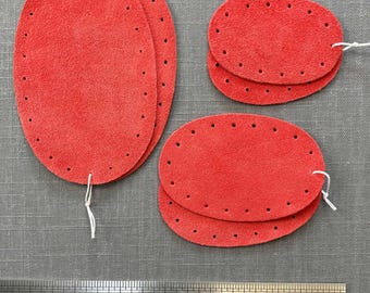 Coral Red Suede Leather Patches: Elbow, Knee & Slipper Repair