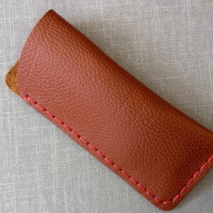 Brown leather Glasses Case in genuine leather - ideal flexible case for your spectacles - hand sewn in England