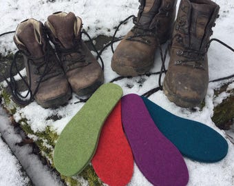 Super Thick Wool Felt Insoles: UK Sizes, Boot Liners made in England
