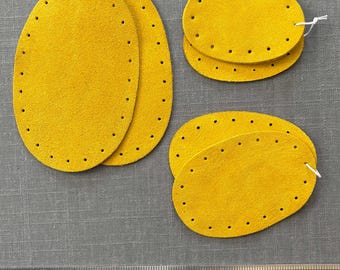 Yellow Suede Leather Patches: Anti-Slip Elbow/Knee Repair (Pair)