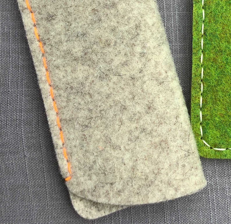 Light wool felt glasses case, hand stitched in England made by Amanda from Joe's Toes
