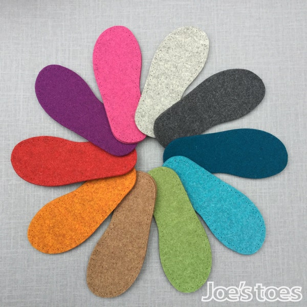 UK Sizes - Thick Felt Slipper Soles great for Slipper Socks - made in England by Joe's Toes