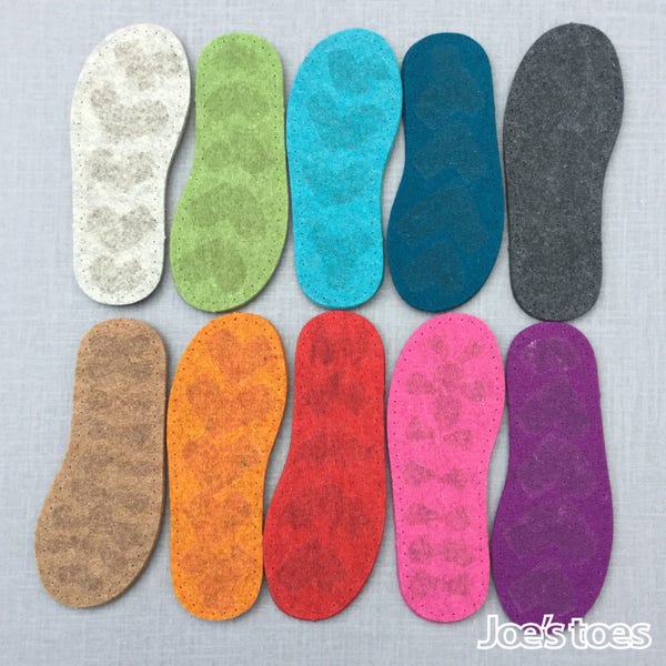 EU sizes Thick Felt Soles for Slippers and Slipper Socks with latex for a bit of grip - European sizing Semelles, Sohlen, Suolas, Zolen