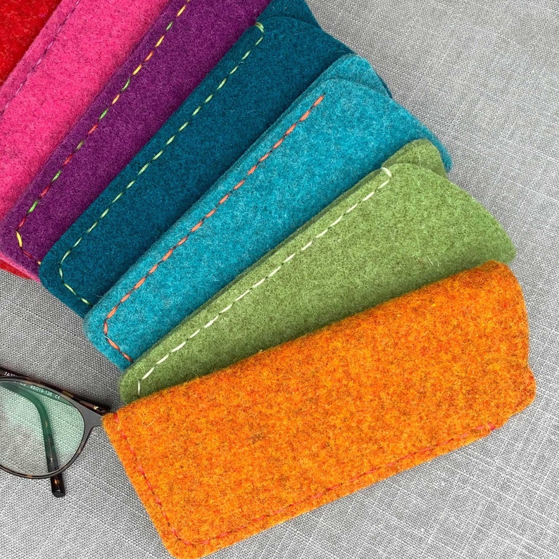 Glasses Case hand sewn in thick wool felt Marmalade