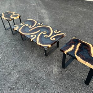 Walnut Epoxy Coffee/end Table Set