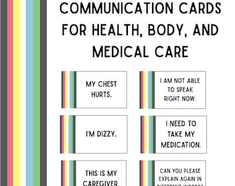 Disability Pride Printable Communication Cards for Health, Body, and Medical Care Advocacy