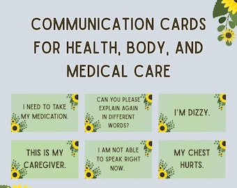 Sunflower Printable Communication Cards for Health, Body, and Medical Care Advocacy