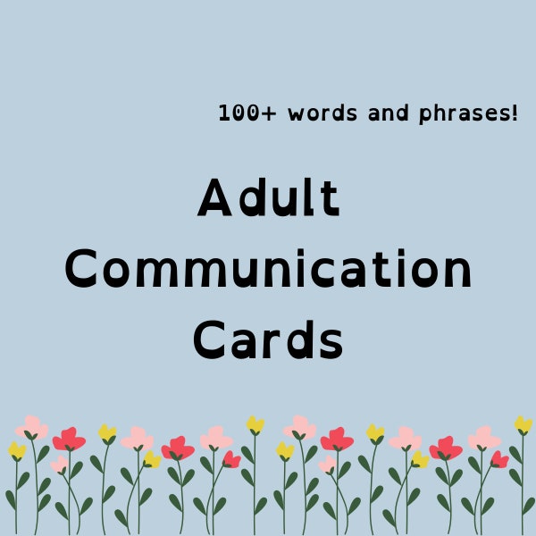 Wildflower communication cards for adults, AAC for nonverbal, autism, panic attacks, anxiety