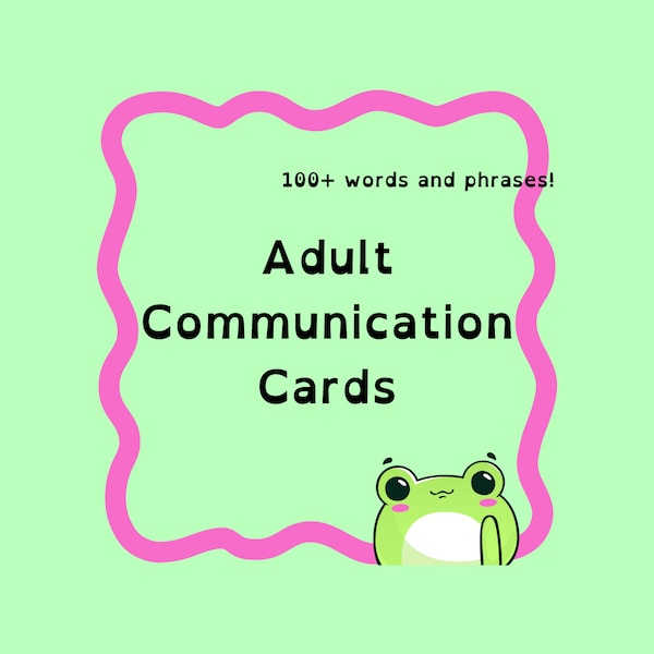Frog communication cards for adults, AAC for nonverbal, autism, panic attacks, anxiety